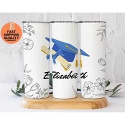 personalized graduation tumbler, 20oz stainless steel tumbler, custom graduation gift, trendy and vibrant tumbler