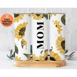 bright sunflower mom tumbler, mom sunflower tumbler - stainless steel tumbler, mom tumbler with yellow sunflowers