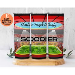 personalized colorful soccer tumbler, stainless steel soccer tumbler, soccer fan tumbler, soccer tournament tumbler