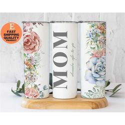 personalized floral stainless steel tumbler for mom, personalized mom tumbler with flowers, floral tumbler for mom