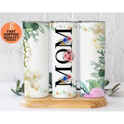 mom tumbler with vintage flowers - stainless steel tumbler, mom floral tumbler, mom tumbler with floral design
