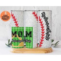 Personalized Baseball Mom Tumbler, My Love is on the field, Personalized Gift for Sports Moms, Glitter Tumbler, Baseball