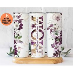 personalized purple floral tumbler for mom - perfect mother's day, custom mom tumbler for mom, mom life purple floral tu