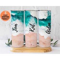 personalized beach tumbler - summer drinkware for the beach, beach vacation tumbler - personalized travel tumbler for th
