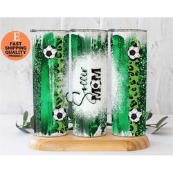 soccer mom 20oz skinny tumbler, cheetah print, sport tumbler, soccer ball, sports mom, sports, mom, mama, soccer mama tu