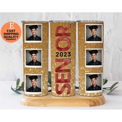 golden glittery senior 2023 20oz stainless steel tumbler - perfect graduation gift!, graduation gift - senior 2023 20oz