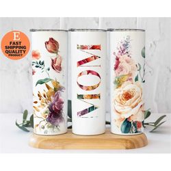 floral mom print sublimation tumbler, mother's day tumbler, rose floral tumbler, floral mama seamless 20oz sublimation t