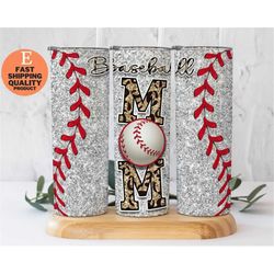 20 oz skinny tumbler baseball mom glitter, baseball mom, field laces, sport tumbler, sports mom, baseball 20oz tumbler