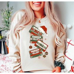 christmas music cassette tapes sweatshirt, christmas sweatshirt, christmas crewneck, holiday sweater shirt