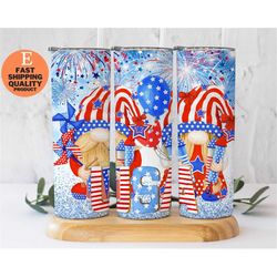 usa gnome 20oz stainless steel tumbler - patriotic gift, fourth of july decor, patriotic gnome tumbler