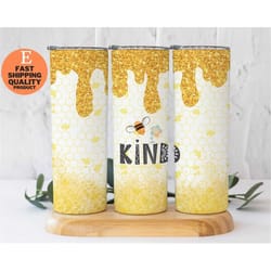 kind honeybee stainless steel tumbler - golden design for bee lovers, 20oz stainless steel tumbler - cute honeybee desig