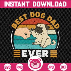 best pug dad ever retro png, vintage design, dog dad png, pug png, dog lover png, pug lover, frenchie dad