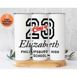 personalized class of 23 graduation gift, 20oz stainless steel tumbler, personalized tumbler, graduation gift for him/he