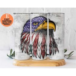 patriotic eagle 4th of july stainless steel tumbler, american flag eagle tumbler for july 4th, vibrant and eye catching