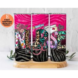 colorful pink nurse tumbler - perfect gift for healthcare professionals, nurse tumbler with colorful pink design