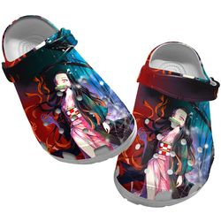 kamado nezuko demon slayer clog shoes unisex, demon slayer crocs, anime crocs, anime clog shoes, manga crocs