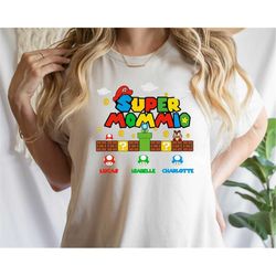 personalized super mommio shirt, super mommio shirt with kids name, cute mom shirt, mom gamer shirt, mother's day funny