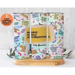 nurse daily affirmations stainless steel tumbler, inspirational nurse tumbler with affirmations, positive affirmation tu