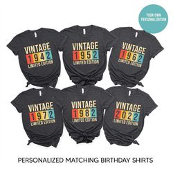 custom birthday shirts, personalized birthday shirts, matching family birthday shirt,30th 40th 50th birthday shirts gift