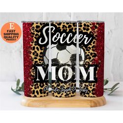 personalized vibrant soccer mom tumbler with leopard print design, stainless steel soccer mom tumbler