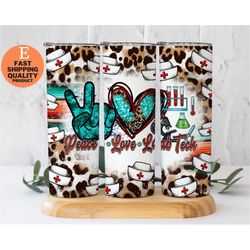 peace, love, and lab tech nurse tumbler, nurse graduation gift, nursing student gift, lab tech nurse gift idea