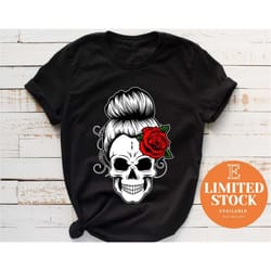 day of the dead fashion - sugar skull flower crown - halloween costume - dia de los muertos - fall shirt - unisex graphi