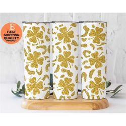 celebrate st. patrick's day in style with a gold shamrock tumbler, shimmering st. patrick's day tumbler with a shamrock
