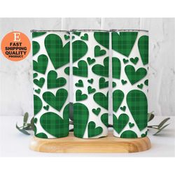 St. Patrick's Day Tumbler with Glittery Green Heart Design, Celebrate in Style with this Glittery Heart Tumbler