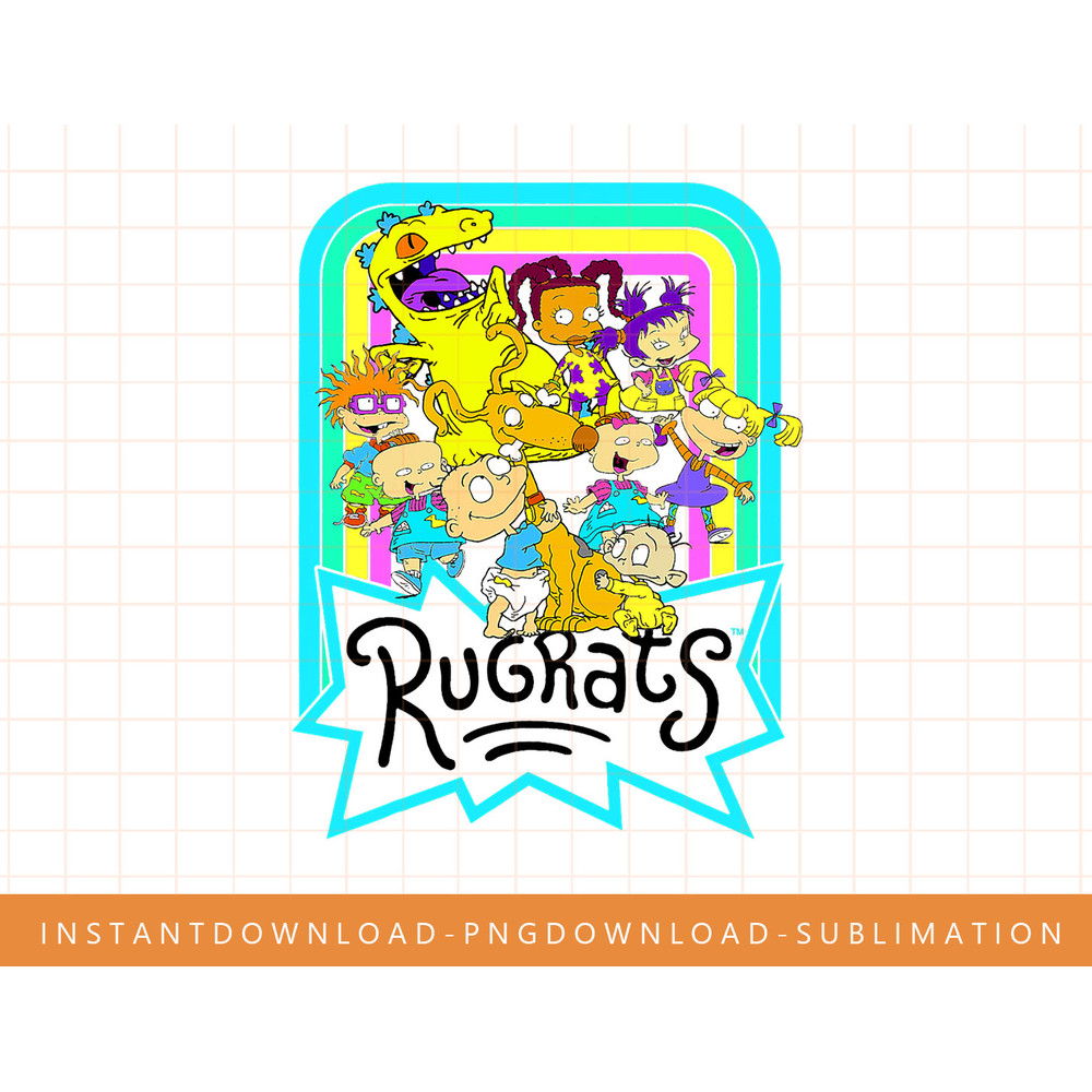 Nickelodeon Rugrats Neon Rainbow Reptar And Friends png, sublimate, digital print.jpg