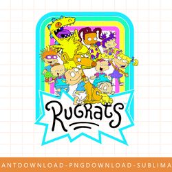 nickelodeon rugrats neon rainbow reptar and friends png, sublimate, digital print