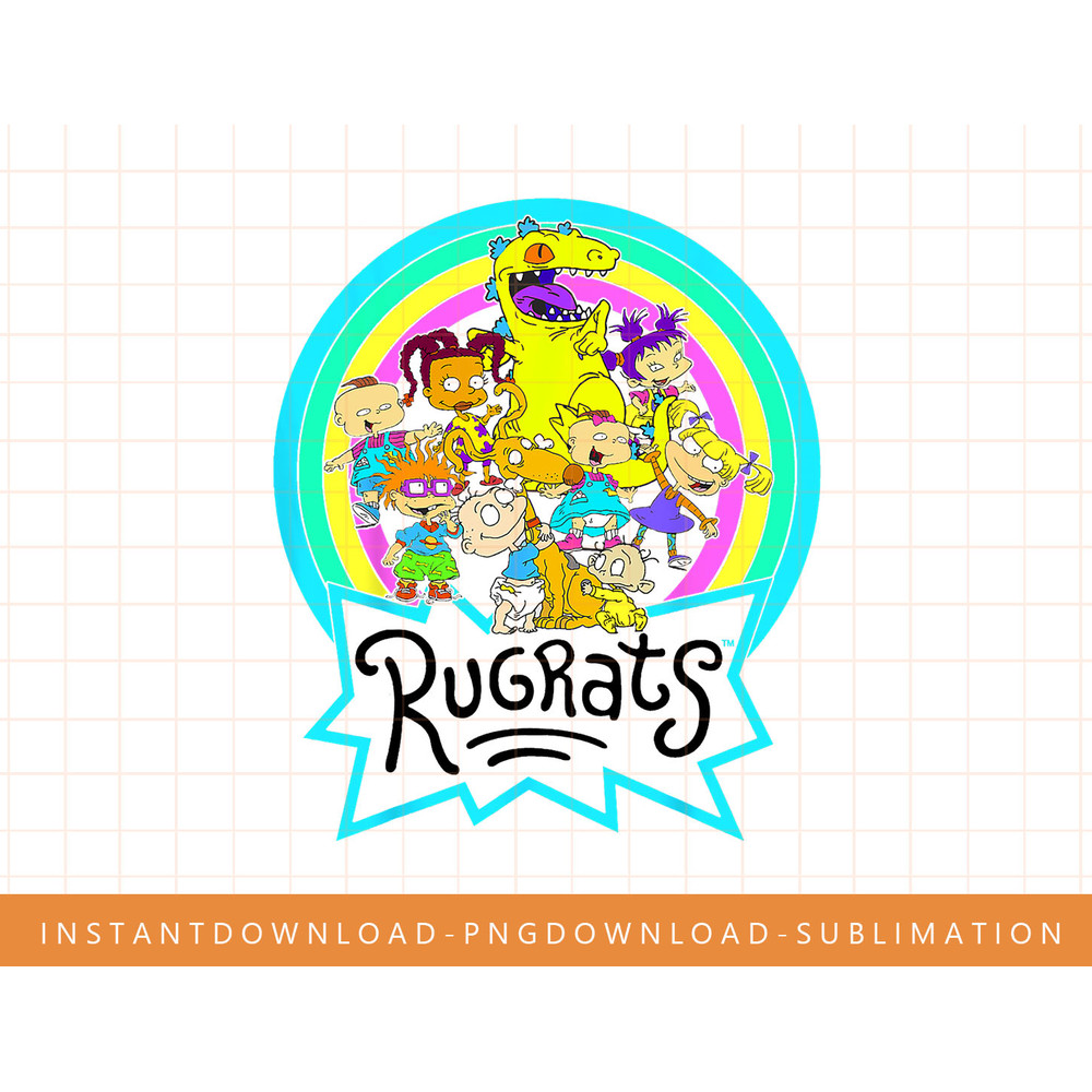 Nickelodeon Rugrats Rainbow Circle Reptar And Friends png, sublimate, digital print.jpg