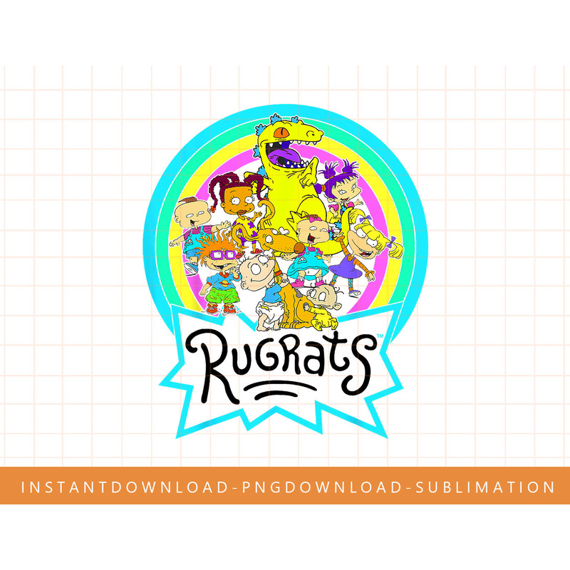 Nickelodeon Rugrats Rainbow Circle Reptar And Friends png, sublimate, digital print.jpg