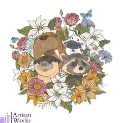 floral rocket and friends png silhouette sublimation files