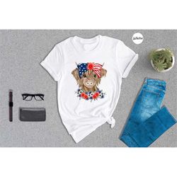 patriotic long haired calf shirt, cow face shirt, memorial day shirt, 4th of july shirt, indenpedence day shirt, gift fo