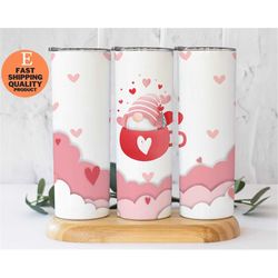 Gnome Sweet Gnome Valentine's Day Tumbler, Perfect for Valentine's Day, Custom Made Handmade Tumbler