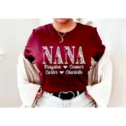 personalized nana shirt, mother's day gift for mom, nana shirt with kids names, gift for nana, gift for grandparents fro