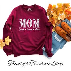 mother's day gift for mom, personalized mom gift ,mom gift from kids, mom shirt kids names, mom shirt with names, women'