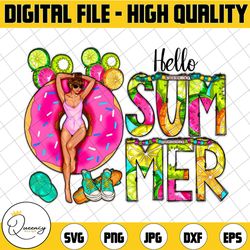 hello summer donut girl sublimation design png, summer design, donut png, fruits png, doodle, instant download, sublimat