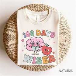 100 days wiser shirt for teachers student kids toddler, 100 days of school teacher shirt, preschool kindergarten teacher