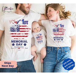 first memorial day custom name or photo mommy and me outfit, our first memorial day patriotic america  name gift, daddy