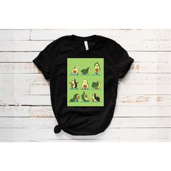 yoga avocado t-shirt, yoga shirt, yoga tee, funny yoga shirt, avocado t-shirt, yoga pose shirt, vegetarian shirt, vegeta