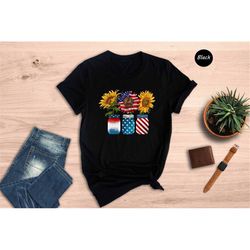 western patritotic sunflower shirt, usa flag jar shirt, 4th of july shirt, independence day shirt, patriotic shirt, gift