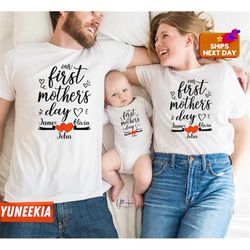 personalized our 1st mother's day shirt, mommy and me shirts, first mothers day outfits, custom with names, matching mom