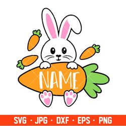 Bunny Boy Name Holder Svg, Happy Easter Svg, Easter egg Svg, Spring Svg, Cricut, Silhouette Vector Cut File