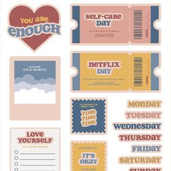 Self care stickers, digital download