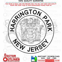 harrington park seal logo vector svg black outline laser engraving, cnc router file, harrington park, nj, new jersey