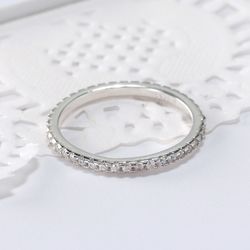 JEWELS 925 Sterling Silver Rings Women Classic Round Full Pave AAA Cubic Zircon Engagement Wedding Band Ring for Girls