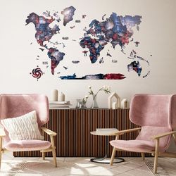 Space Wall Art, 3D World Map Art Design, Travel Map by Enjoy The Wood, Wall Decor Wall Art, Inspirational Gifts