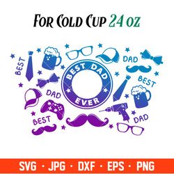 best dad full wrap svg, starbucks svg, coffee ring svg, cold cup svg, cricut, silhouette vector cut file