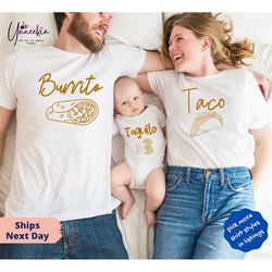 new mother new father newborn baby matching set, burrito taco taquito matching family shirts set, 2023 trendy new mom da